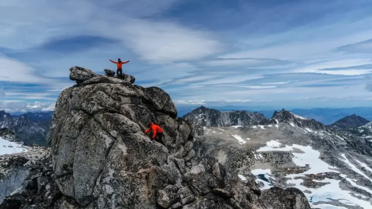 hiking a mountain