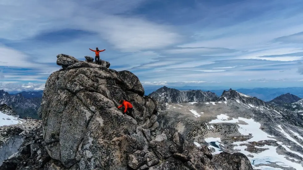 hiking a mountain